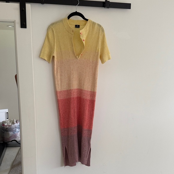 Paul Smith Yellow and Pink Gradient Midi Dress - Picture 1 of 5